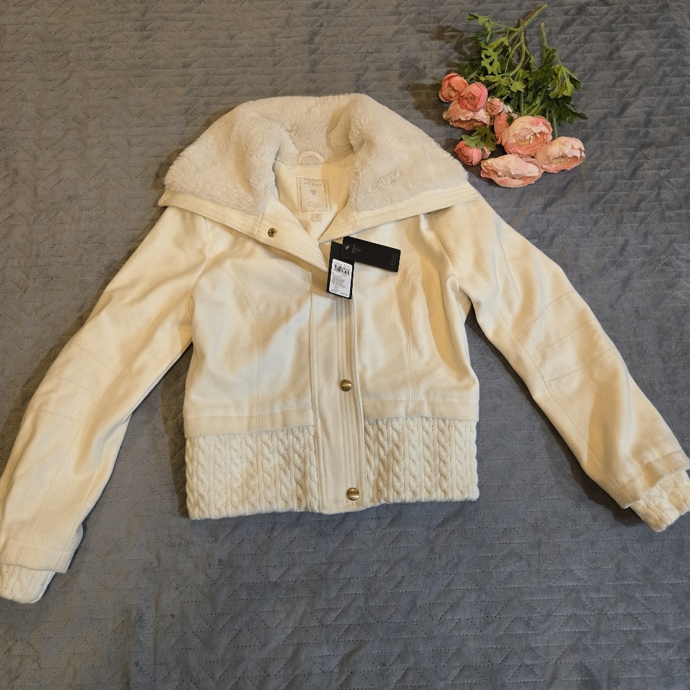 Guess Cream Jacket with Gold Accents